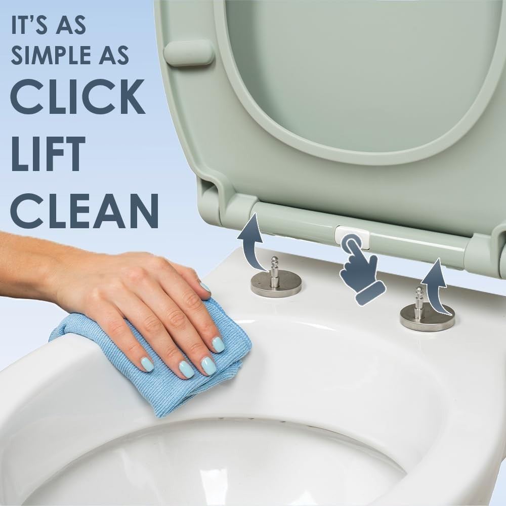 Sage Oval Toilet Seat Thermoplastic Quick Release Top & Bottom Fix 44.5x37cm