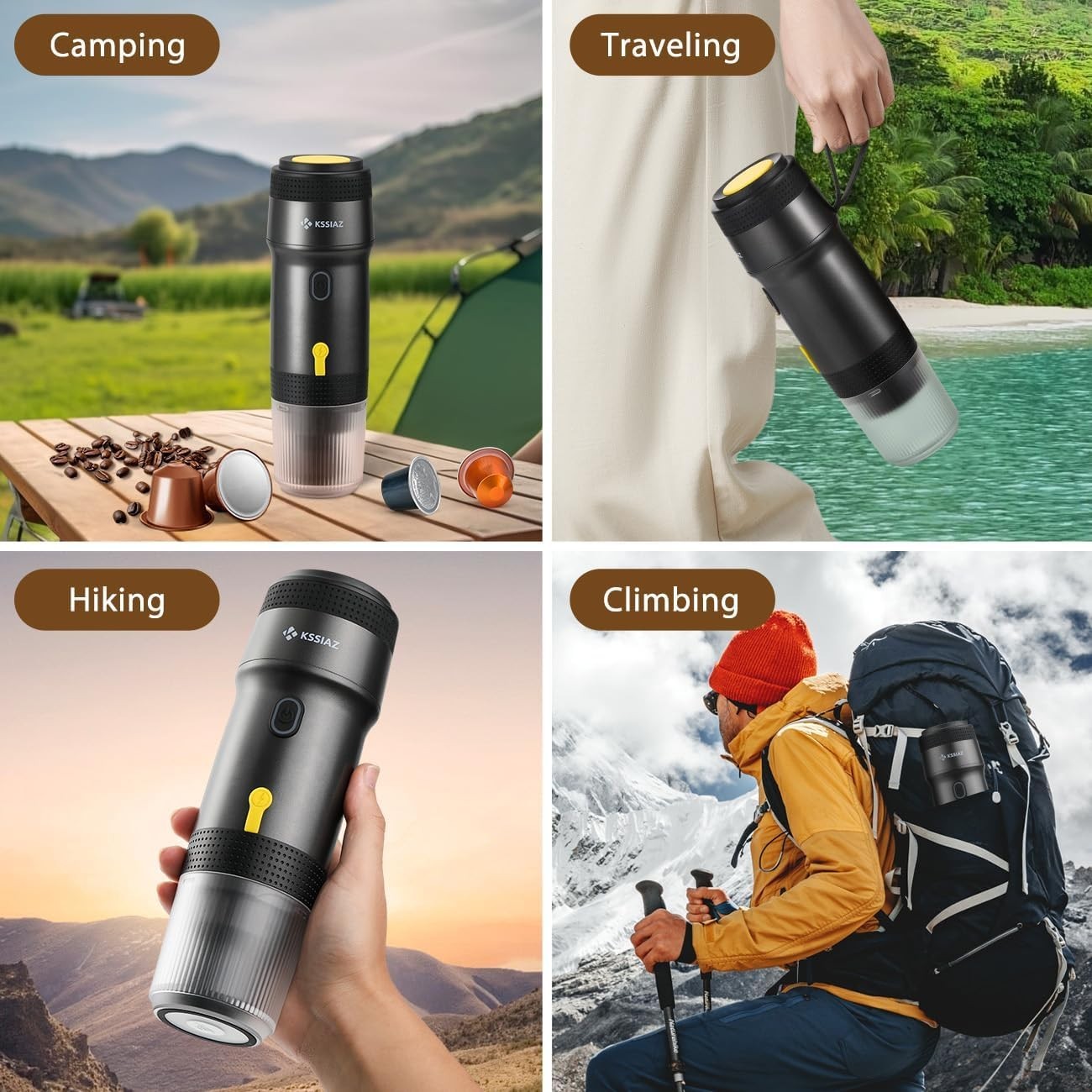 Portable Electric Espresso Maker 20Bar Self-Heating USB-C Mini Travel Machine