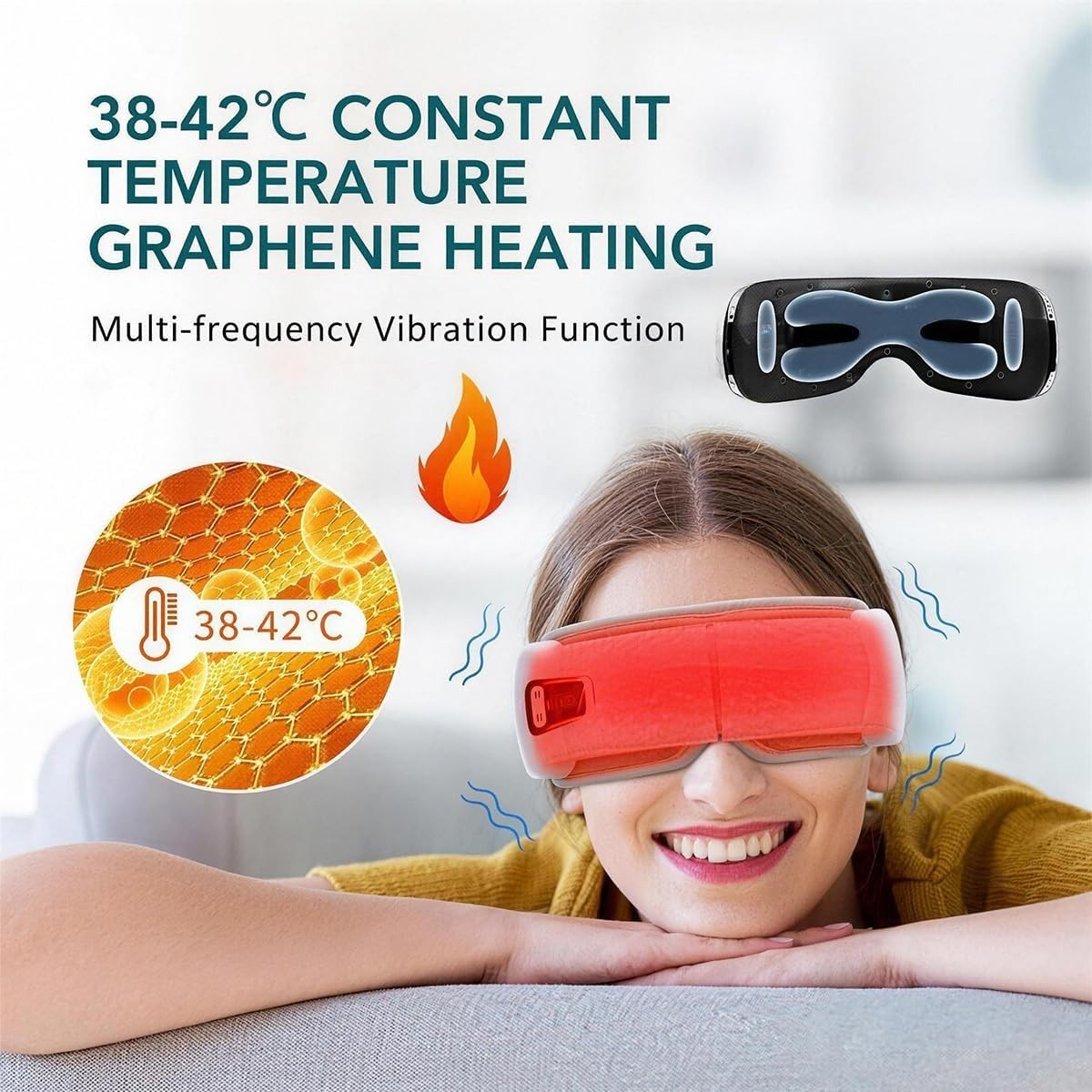 Heated Eye Massager Bluetooth Sleep Mask Dry Eyes Headache Relief