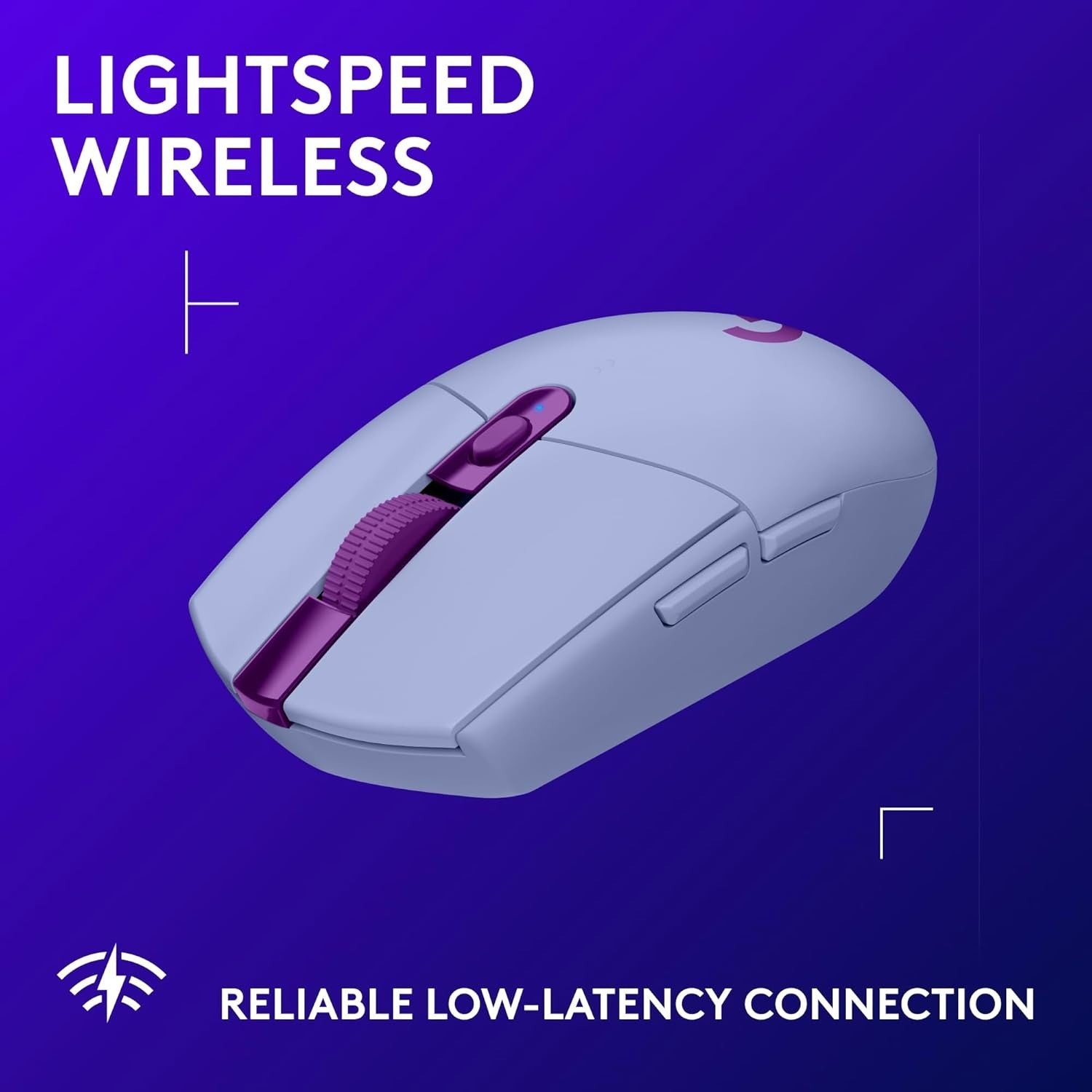Lilac Wireless Gaming Mouse 12000DPI Lightweight 6 Button 250Hr Battery PC