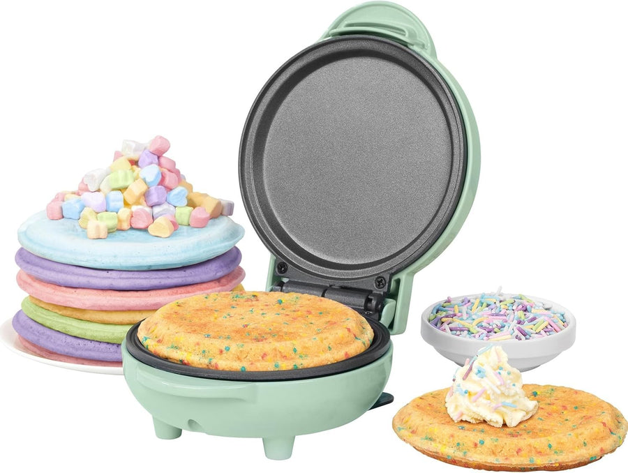 Mini Snack Maker 550W Non-Stick Pancake, Omelette & Crepe Maker Pastel Green