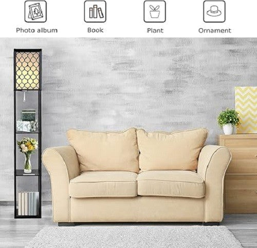 Floor Lamp with Shelves Storage Standing Light Pattern Shade Reading Lamp