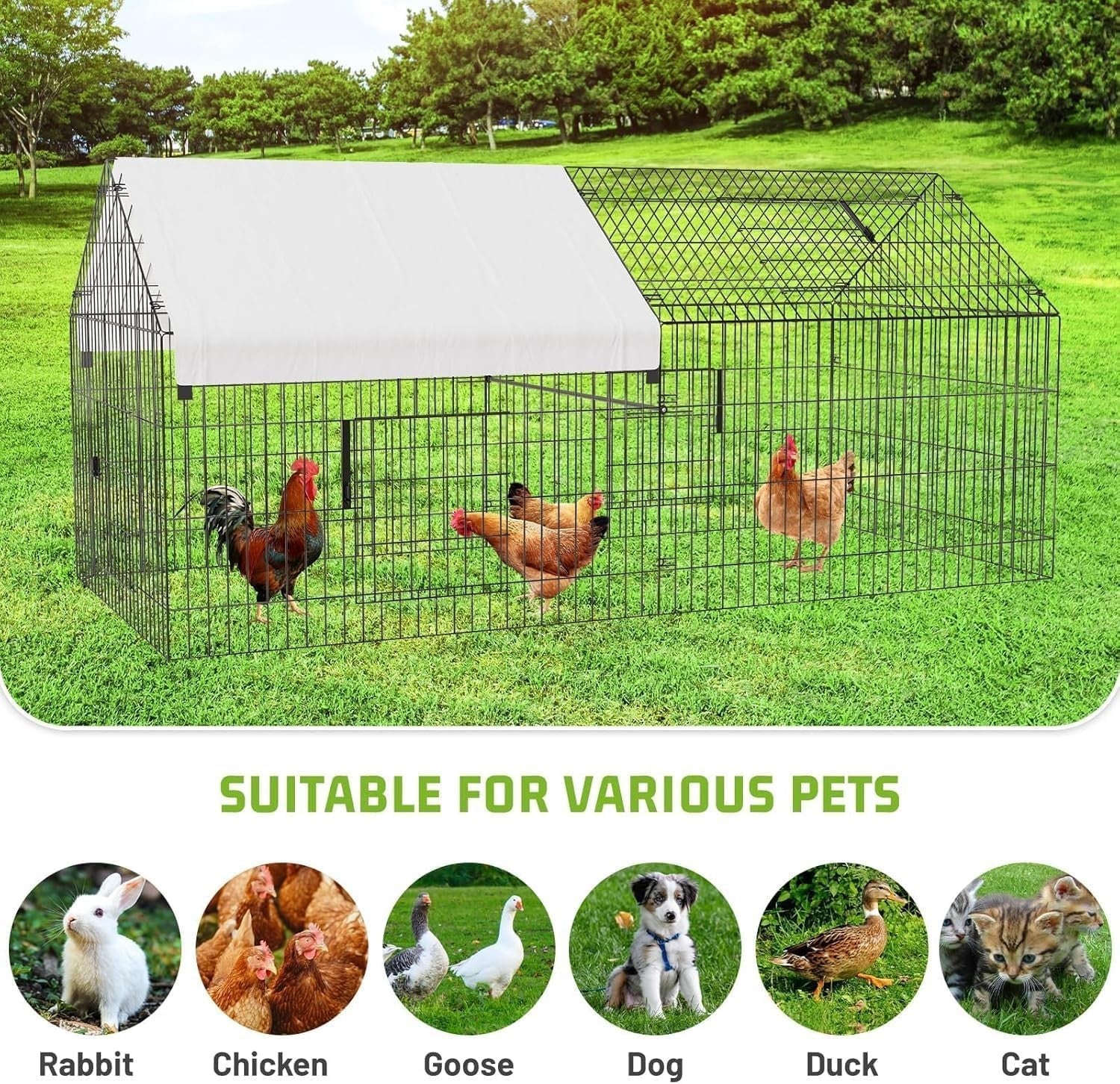 2.2x1m Walk In Metal Chicken Coop Run w UV Cover