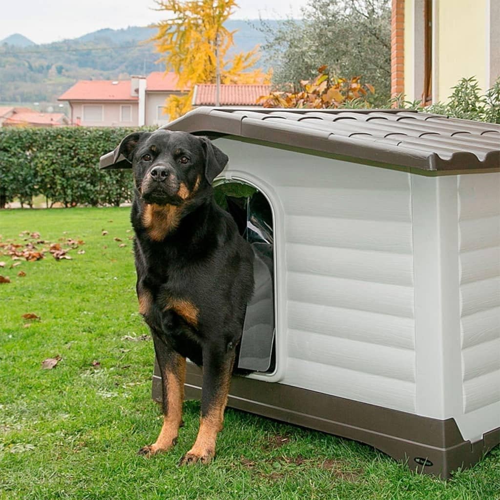 Large Weatherproof Dog House with Opening Roof, Drainage & Chew-Proof Door