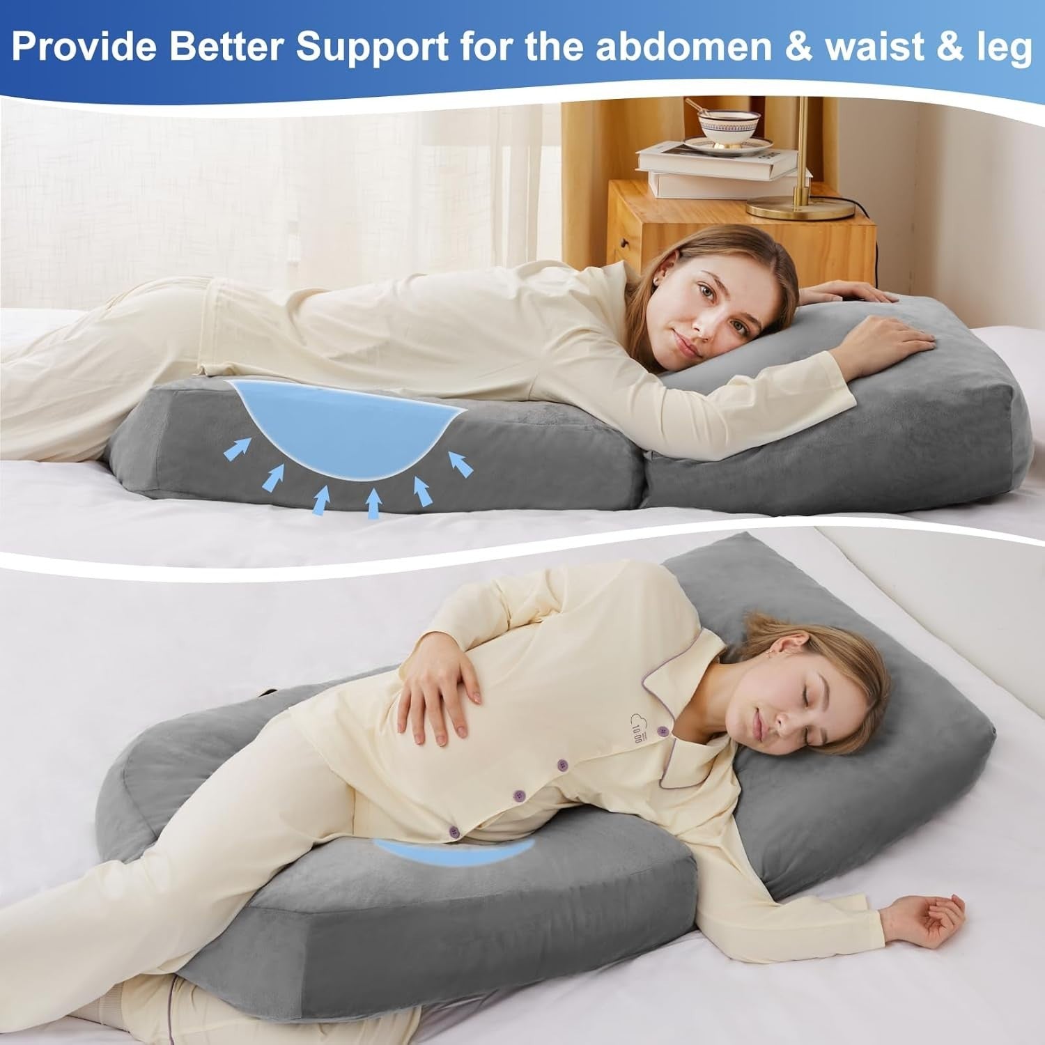 Pregnancy Maternity Full Body Pillow 3-in-1 Leg Support Sleep Comfort