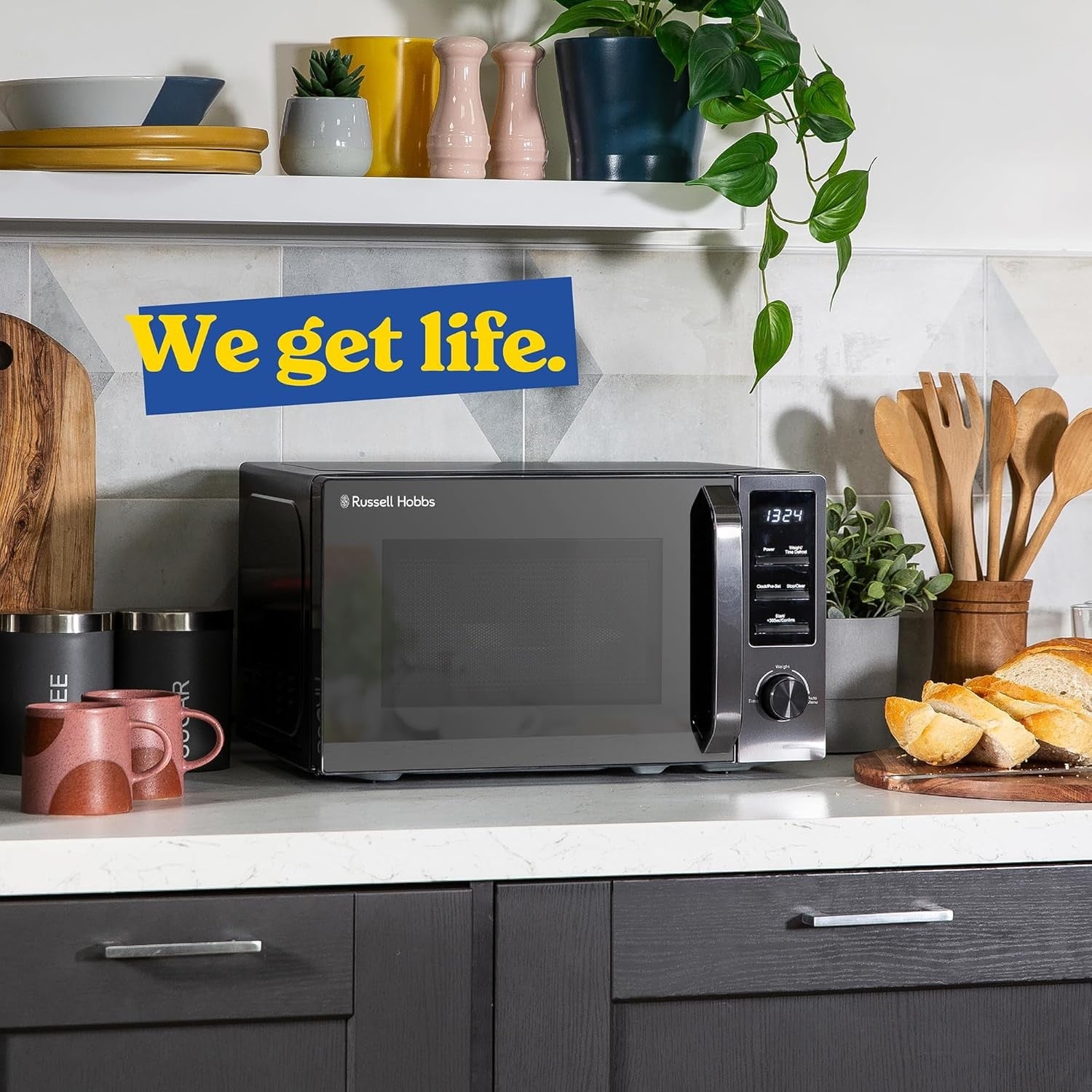 Russell Hobbs 20L 800W Digital Microwave 8 Auto Cook Menus Dark Steel