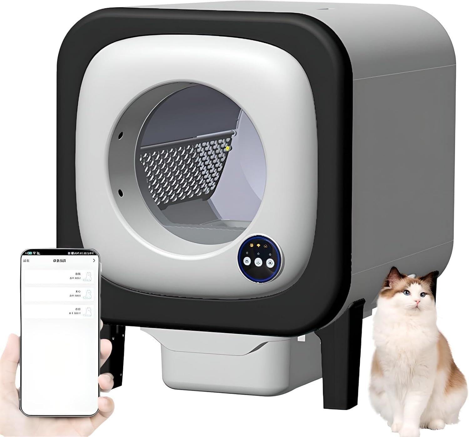 Self Cleaning Cat Litter Box APP Video Monitor 72L Smart Auto Tray