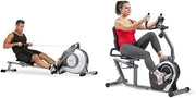 Recumbent Exercise Bike + Folding Magnetic Rower Set LCD Monitors 8-Level 135KG