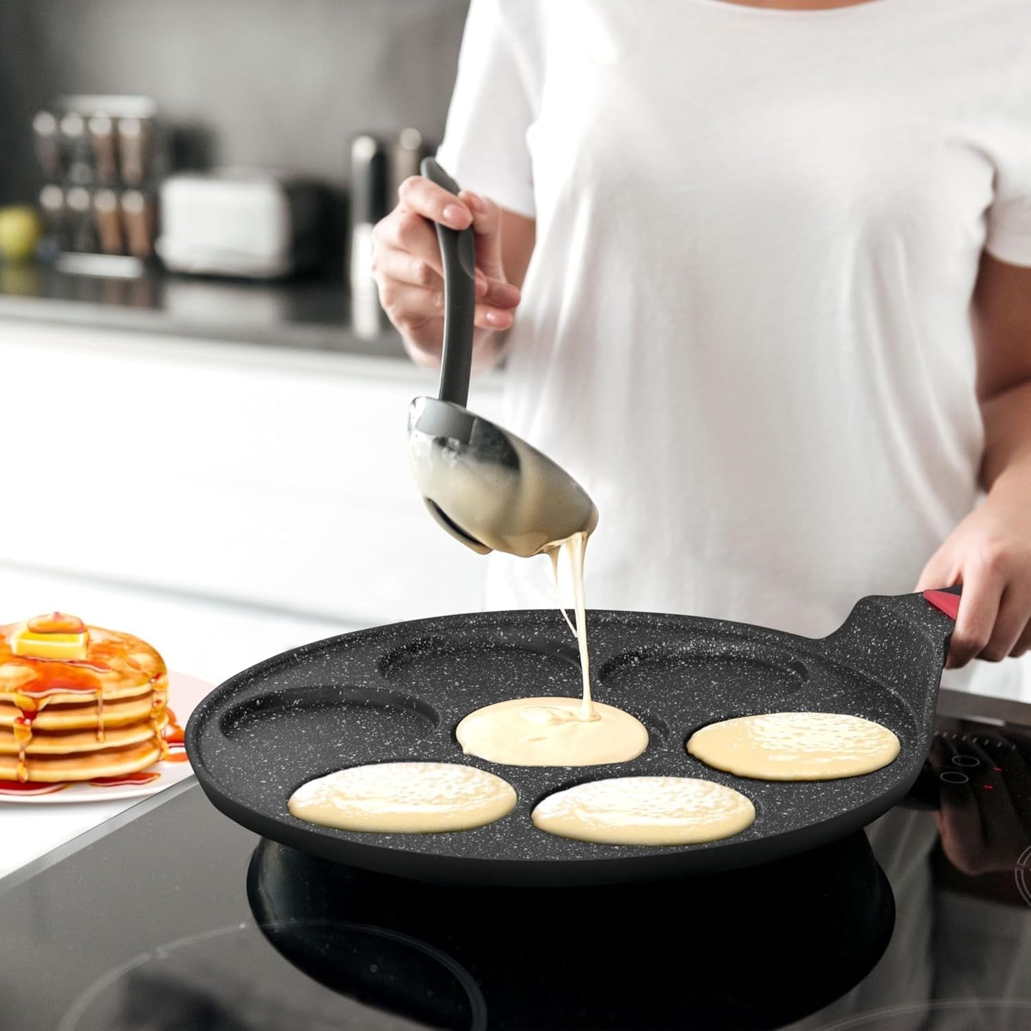 7-Cup Non-Stick Mini Pancake Pan 26cm Cast Aluminium Induction Safe