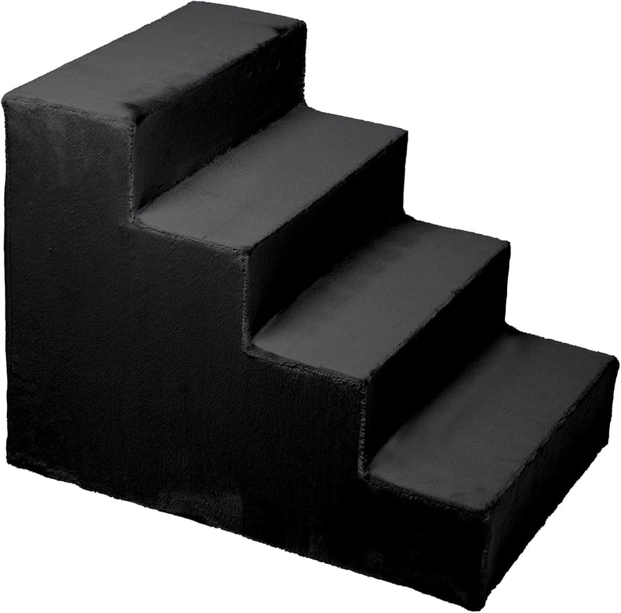 Mg Design 4-Step Pet Stairs Wooden Frame Dog Steps with Soft Faux Fur 22x16x18in
