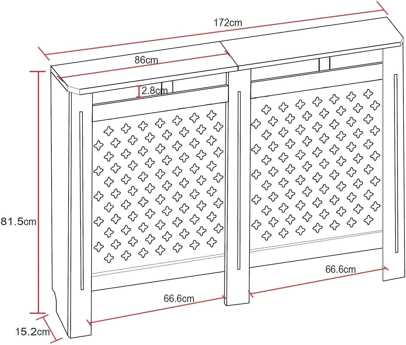 Modern Anthracite Radiator Cover Extra Large Diamond Cross MDF Cabinet