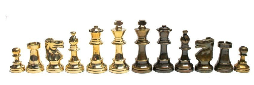 Luxury 3" Brass Staunton Chess Pieces – Hand-Carved Metal Chessmen Set