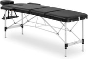 Portable Aluminium Massage Table Folding Therapy Bed Adjustable Height 600–810mm