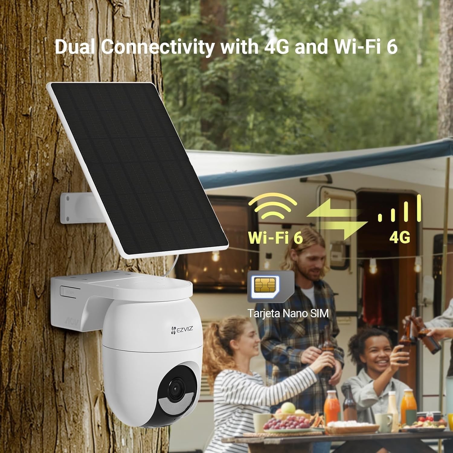 2K+ 4G Solar Security Camera PTZ AI Detection Color Night Vision