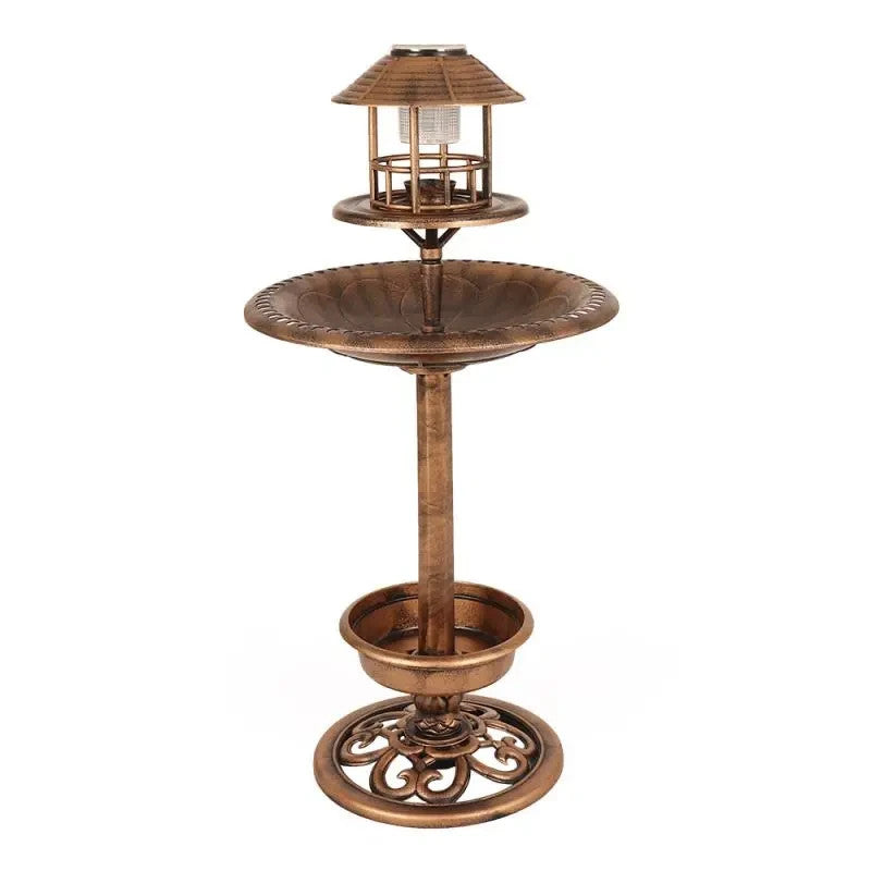 110cm Resin Garden Bird Bath Table Feeder with Solar Light Outdoor