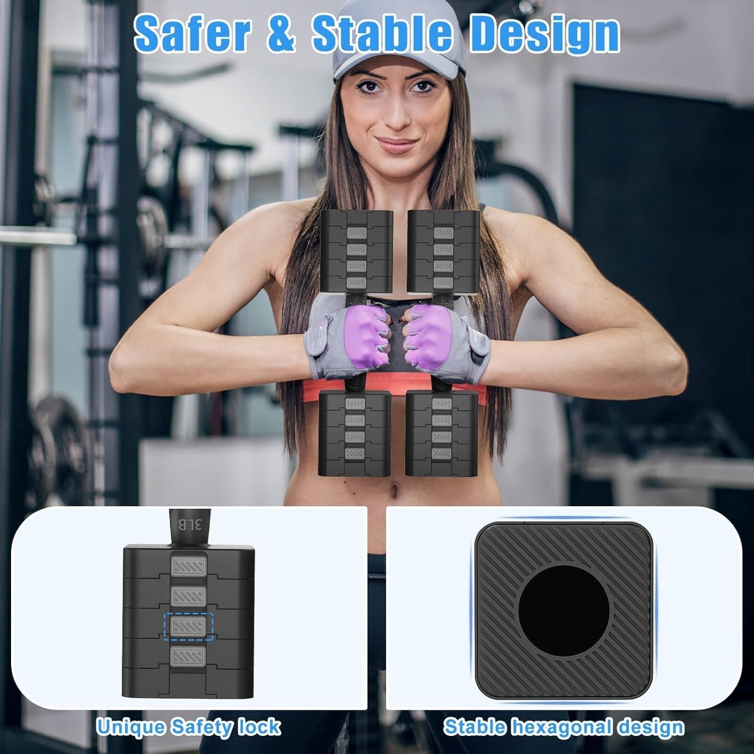 Quick-Adjust Dumbbell Set 5-in-1 3–11LB Pair Anti-Roll Home Gym