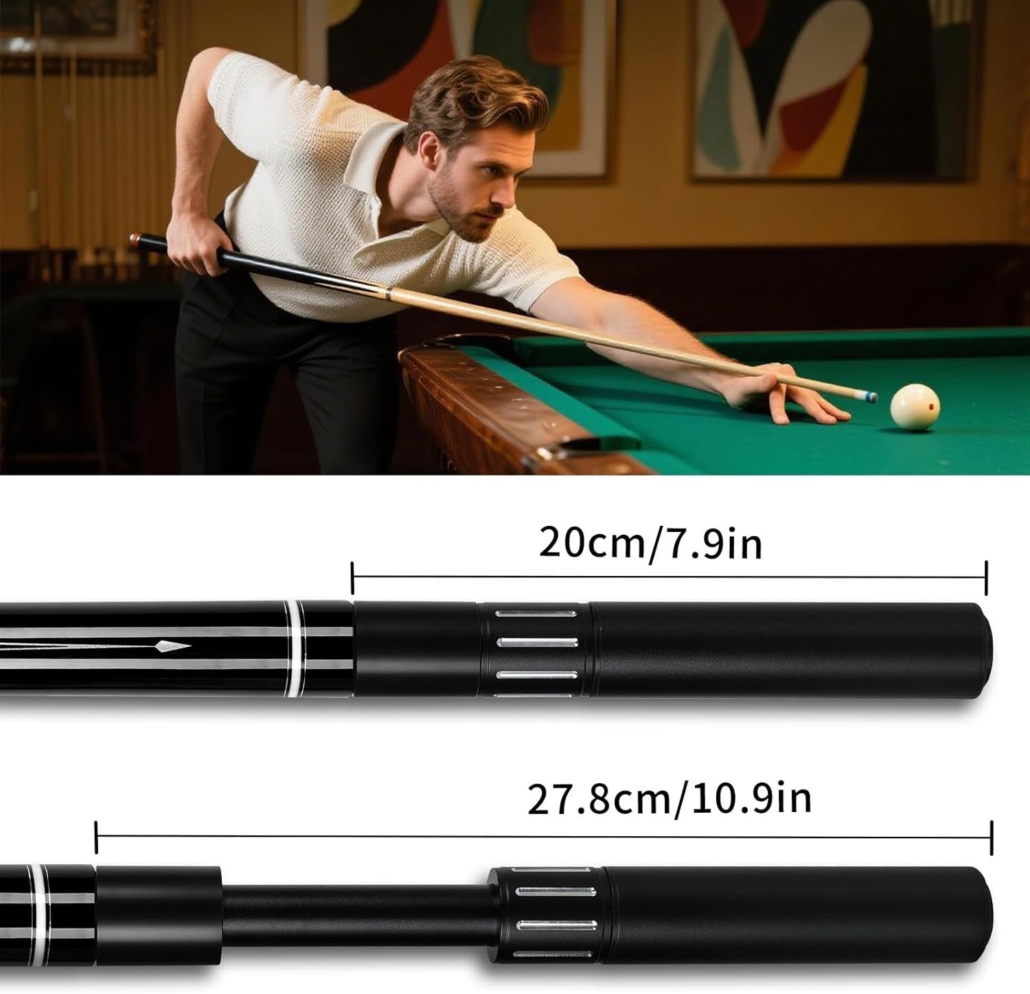58" Adjustable Pool Cue 3 in 1 19oz–21oz Maple Billiard Stick Set
