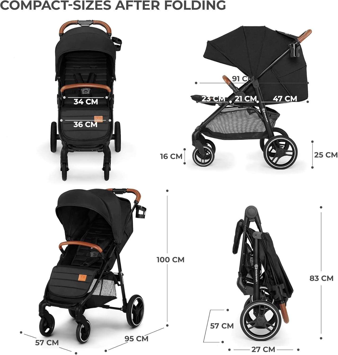 Large Baby Pushchair Stroller Lie Flat One Hand Fold All Terrain 22kg