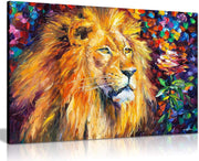 Colourful Lion Canvas Wall Art Abstract Animal Portrait Modern Home Decor