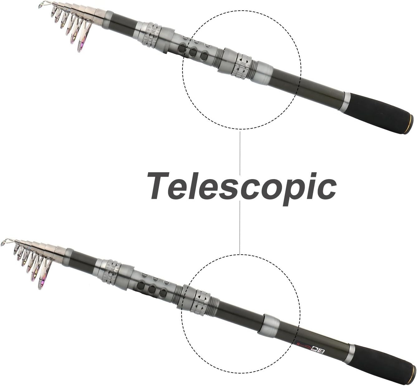 Telescopic Fishing Rod & Spinning Reel Combo Travel Kit Saltwater Freshwater