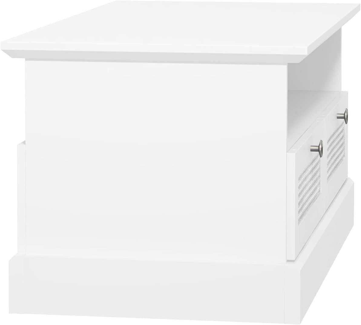 White Rattan Coffee Table with Drawers & Shelf 94x50x44cm Storage Unit