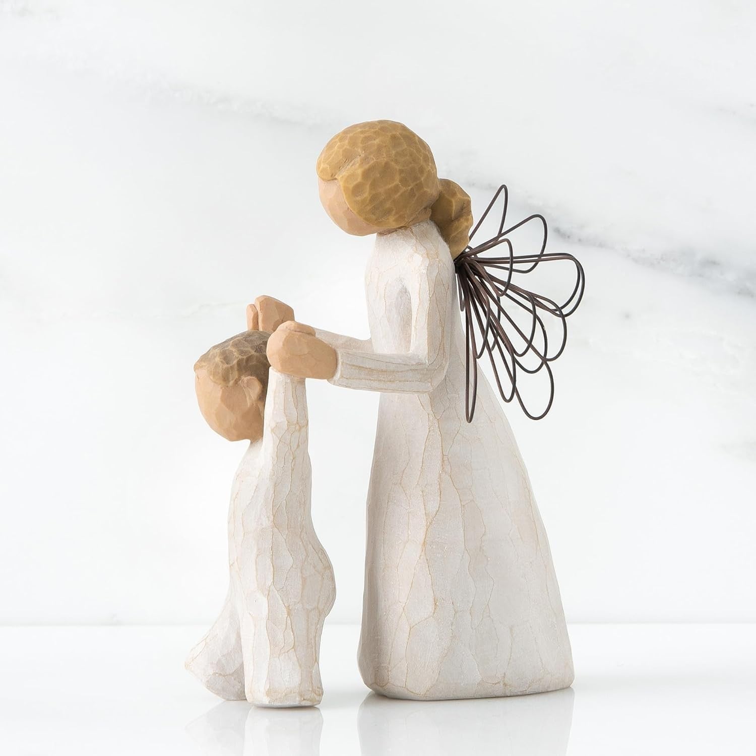 Guardian Angel Figurine with Child 12.5cm ✨ Hand-Painted Sculpture Gift Set