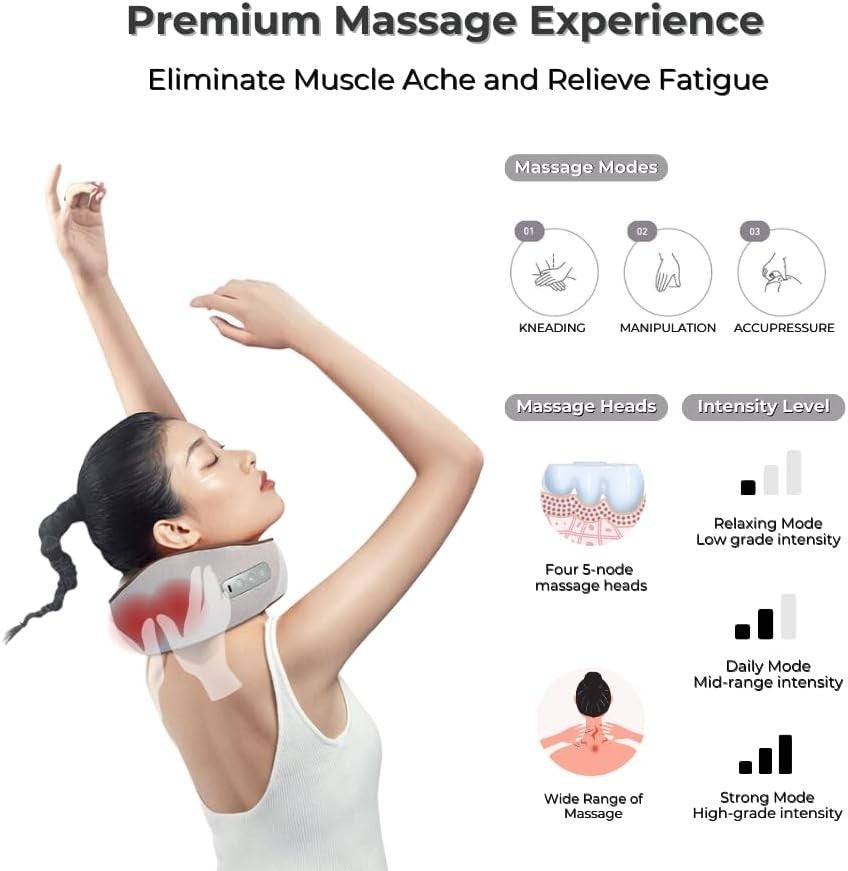 Heated Neck Massager Deep Tissue Cordless Shiatsu Pain Relief Pillow