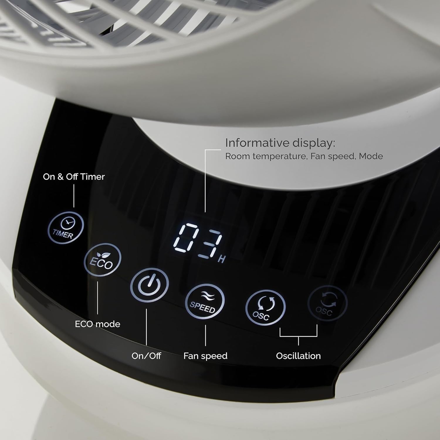 Cool Quiet Table Fan with Remote Control – 12 Speed Air Circulator Desk White