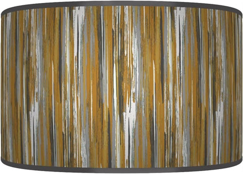 Ochre Mustard Grey Stripe Drum Lampshade 50cm Large Ceiling Floor Table