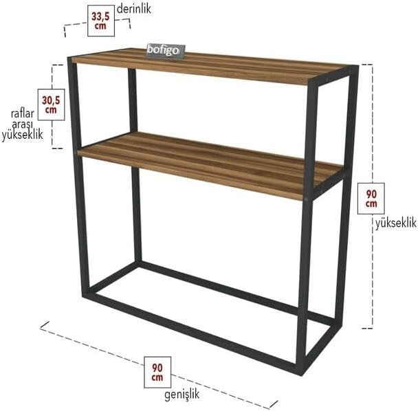 Slim Console Table with 2 Shelves – Modern Wood & Metal Frame Storage