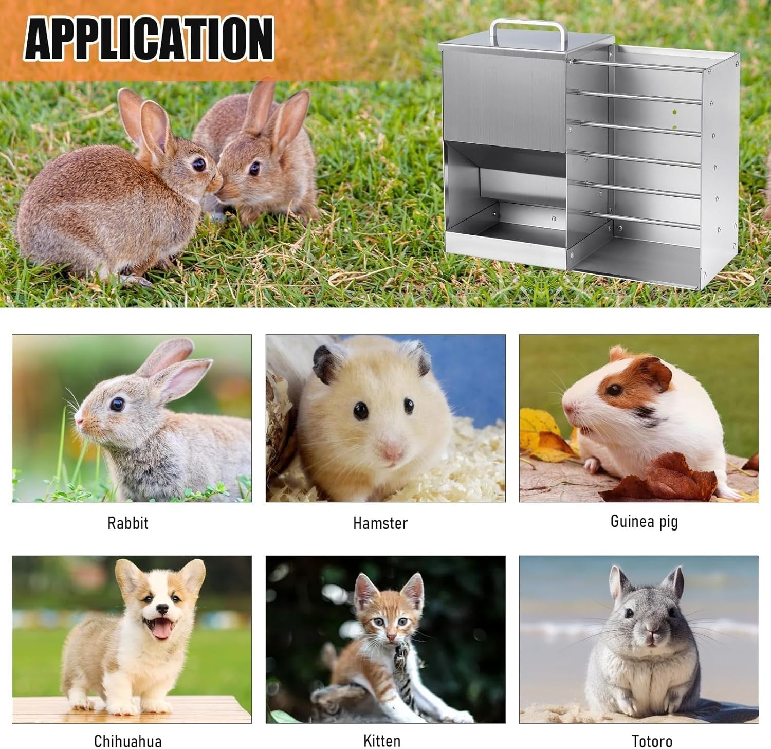 2 in 1 Rabbit Feeder Hay Rack Water Bottle Stainless Steel Food Dispenser
