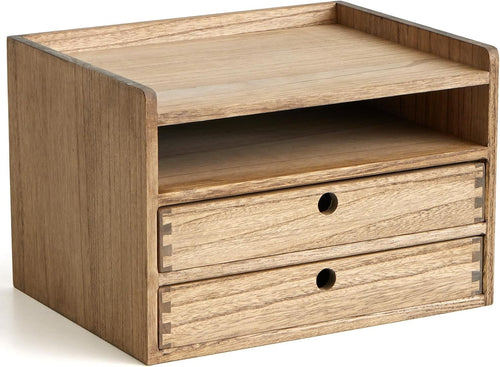 Wood Desktop Organizer with Drawers & Shelves | Home Office Storage Box