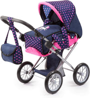 Unicorn Doll Pram Convertible Stroller Adjustable Handle Basket Bag