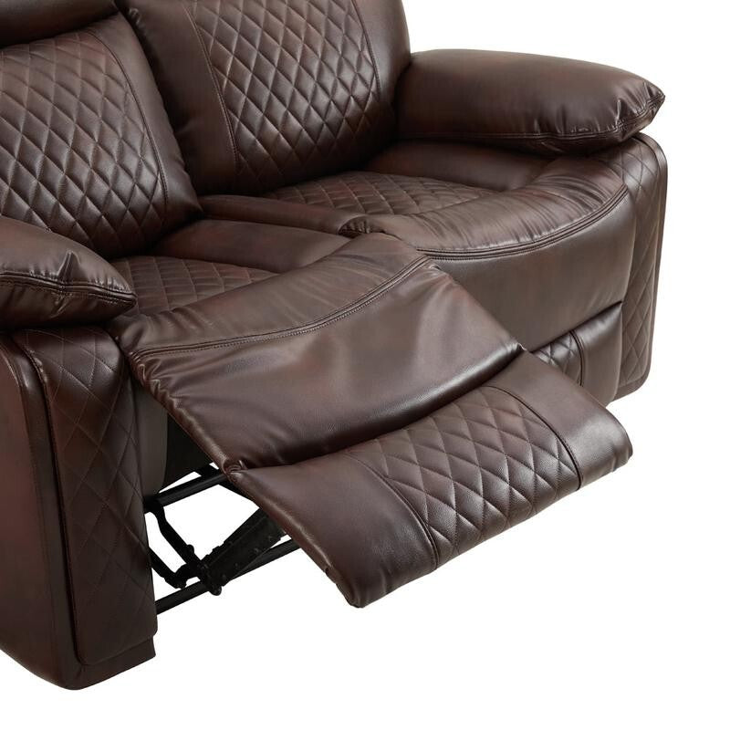 Brown Faux Leather 2 Seater Recliner Sofa Manual Padded Armchair UK