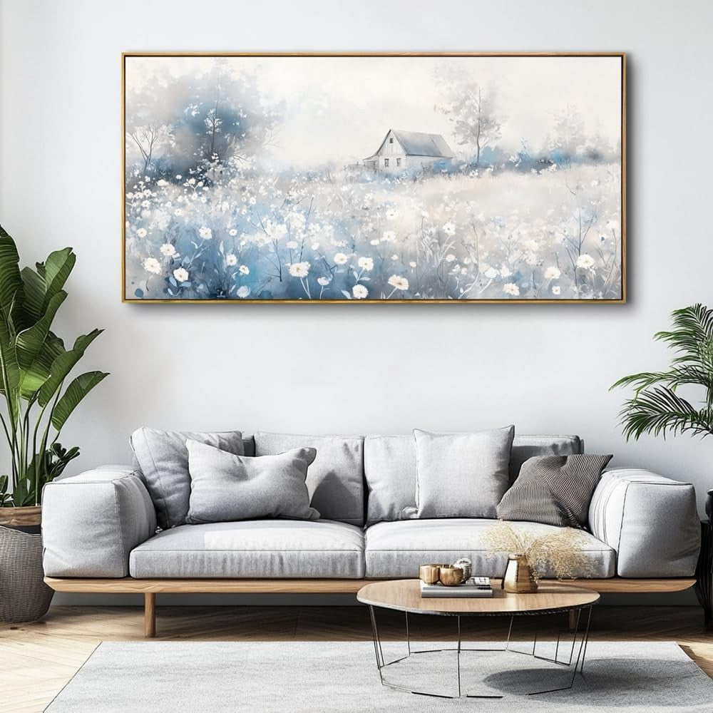 Large Framed Abstract Landscape Canvas Wall Art 152x76cm