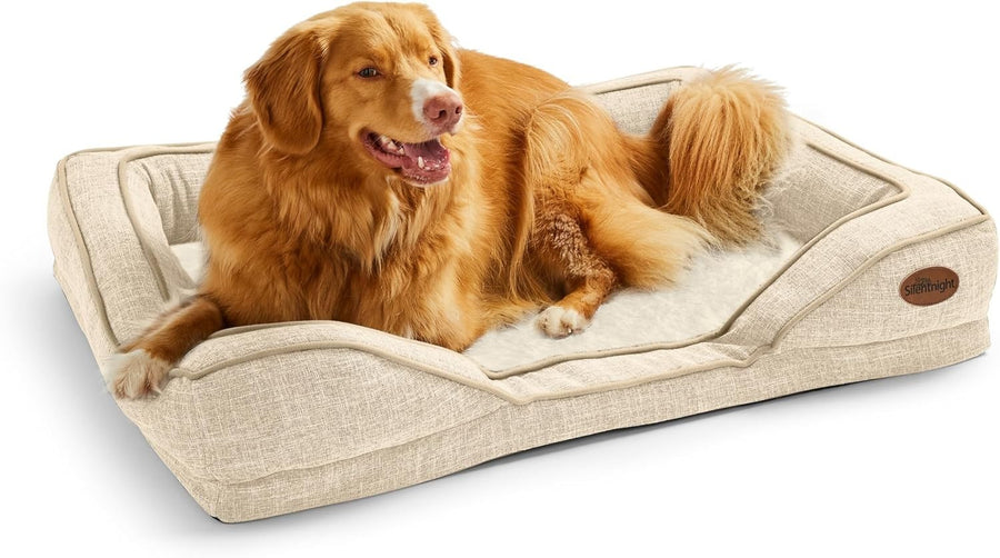 Large Orthopedic Dog Bed 95x69cm Washable Non Slip Natural