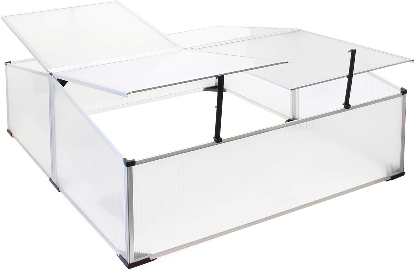 Aluminium Double Cold Frame Greenhouse 100x120x40cm Polycarbonate Roof