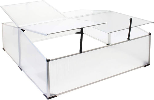 Aluminium Double Cold Frame Greenhouse 100x120x40cm Polycarbonate Roof