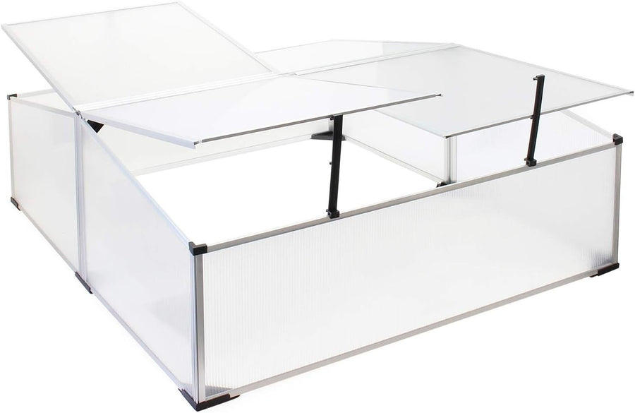 Aluminium Double Cold Frame Greenhouse 100x120x40cm Polycarbonate Roof