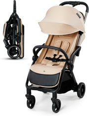 Lightweight Buggy Pushchair Newborn to 4 Years 22kg Auto Fold Beige