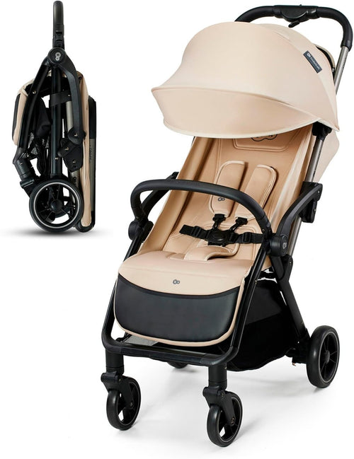 Lightweight Buggy Pushchair Newborn to 4 Years 22kg Auto Fold Beige
