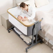 3in1 Baby Rocking Bassinet Bedside Crib Co-Sleeper Cot Breathable Mesh Grey