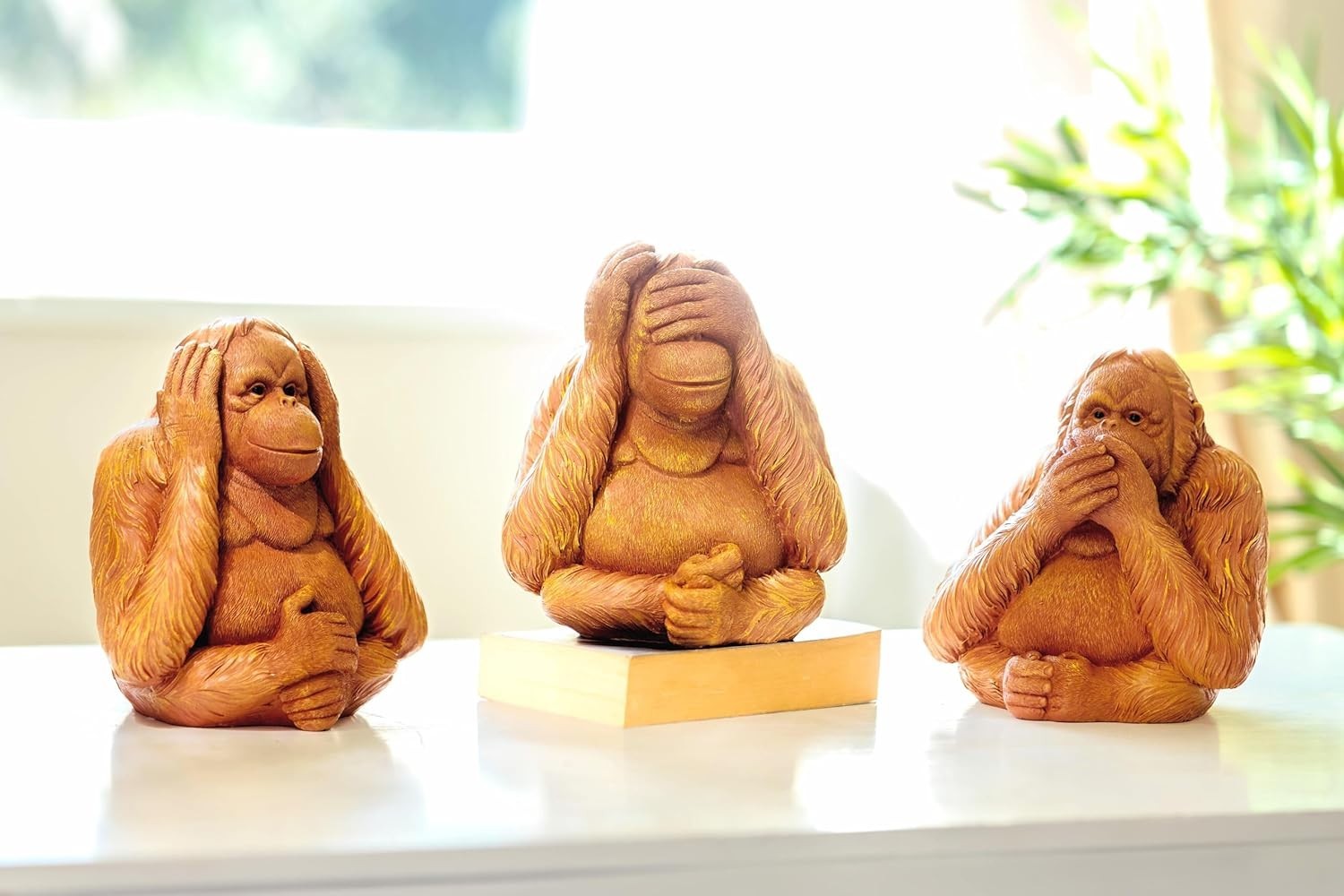 Large Wise Monkeys Garden Ornaments Set – Hear No Speak No See No Evil Statues