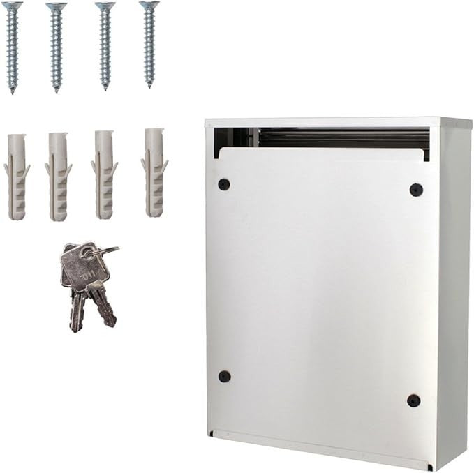Lockable Stainless Steel Wall Mailbox Dual Slot Secure Post Box 320x250x85mm