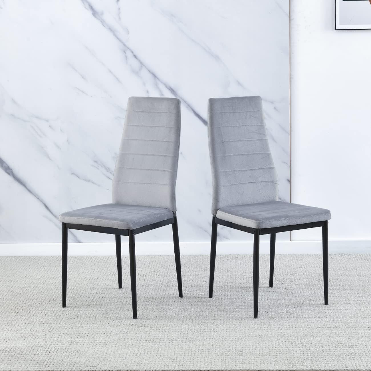 Modern Dining Table Set with 6 Grey Chairs | Space-Saving Kitchen Set