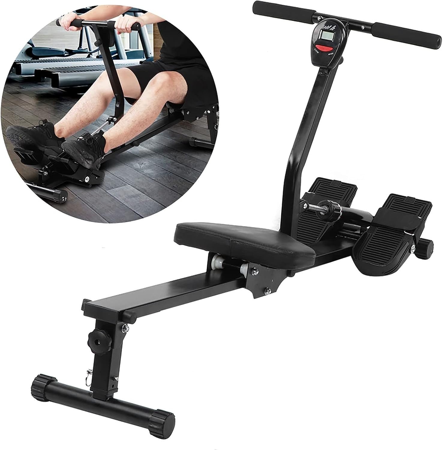 Foldable Magnetic Rowing Machine Quiet 12-Level Resistance LCD Home Rower 120KG