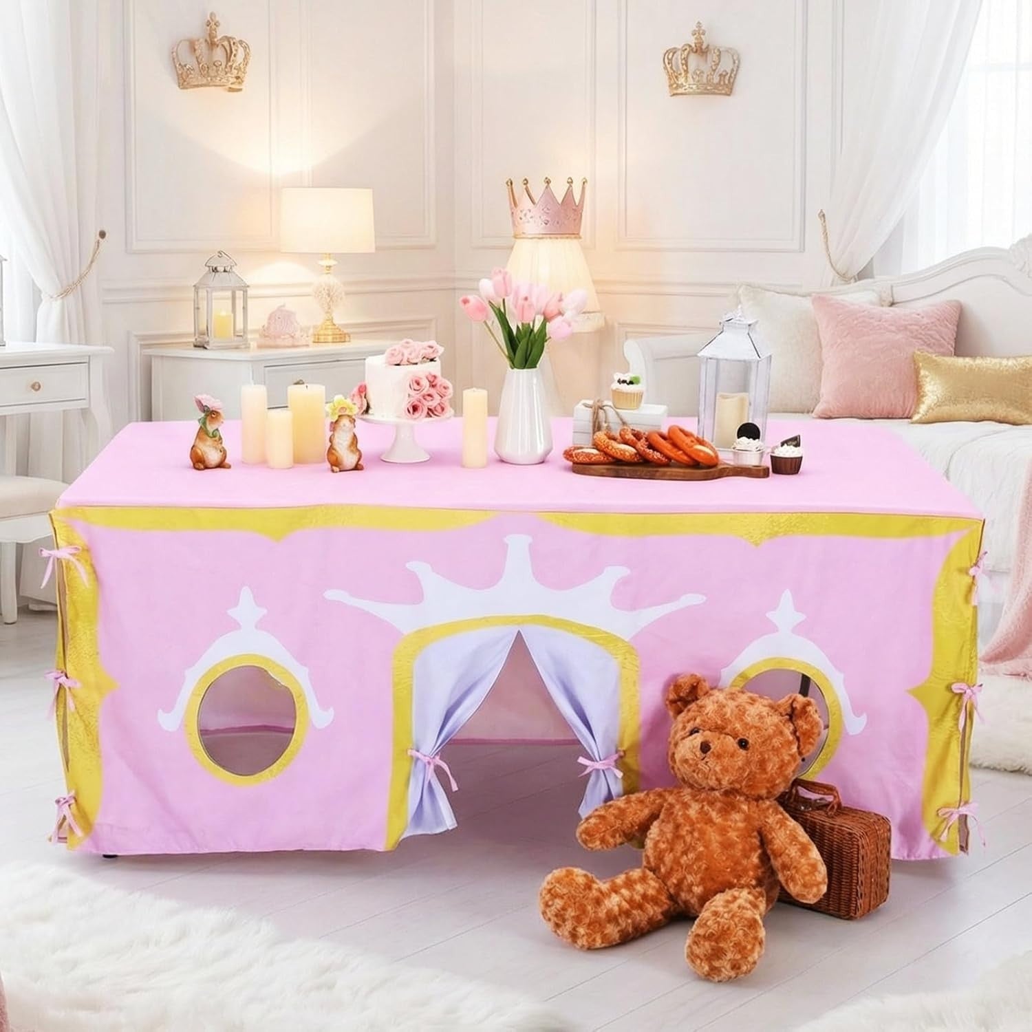 Princess Kids Table Fort Tent Cover Indoor Outdoor Playhouse Large