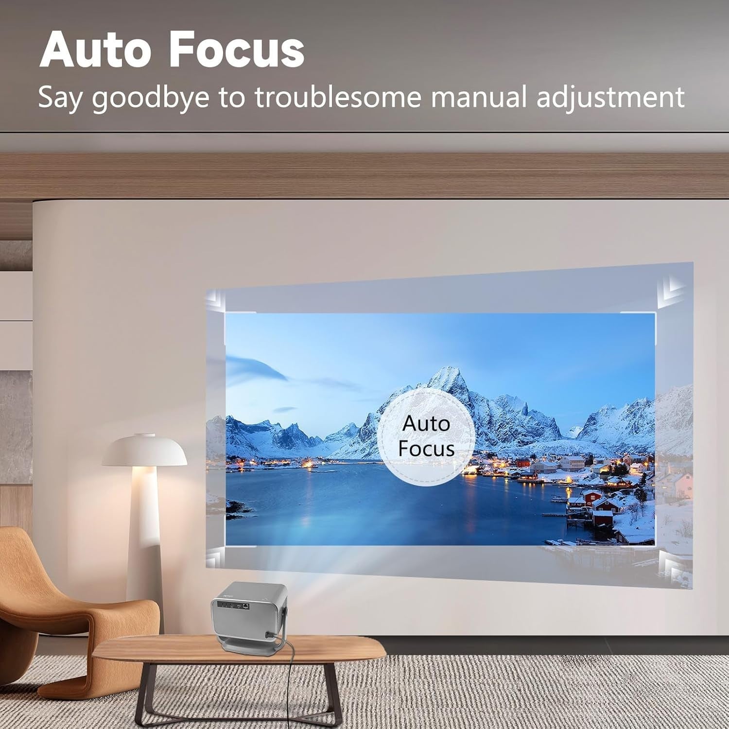 1080P Smart Projector WiFi Bluetooth Auto Focus 4K Rotatable
