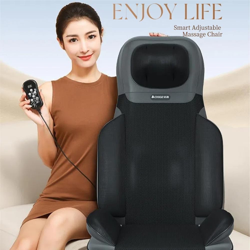 Shiatsu Back & Neck Massager Seat Pad with Heat Vibration Full Back Relief