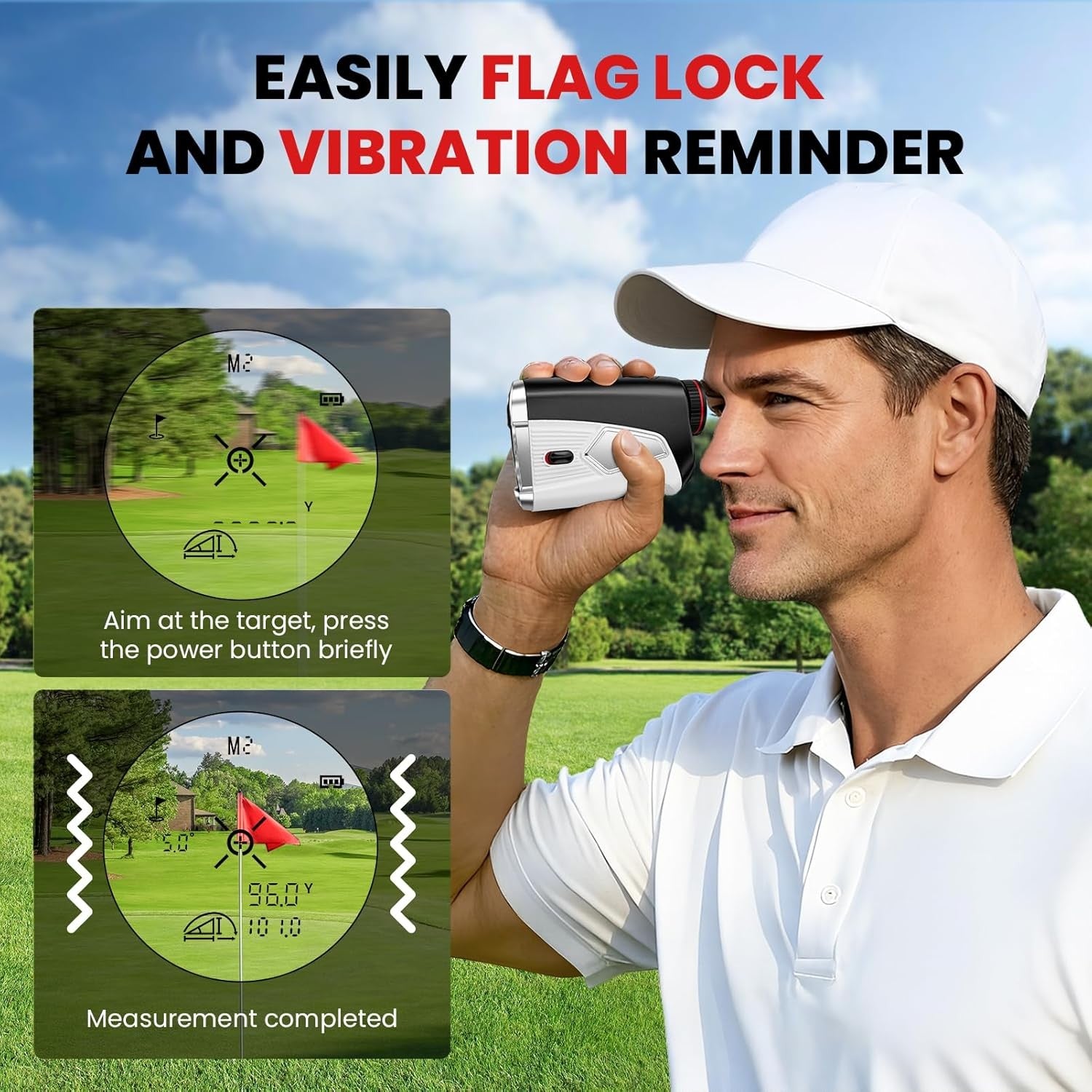 Golf Laser Rangefinder 1500 Yards Slope Flag Lock 7X Magnification